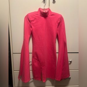 Michael Costello x Revolve Mr. Gibson pink bell sleeve minidress